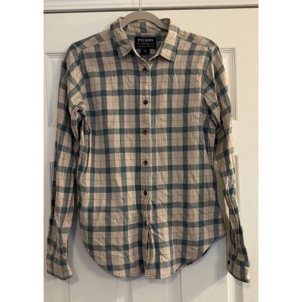 CC Filson Women’s MED Alaskan Guide Flannel Long Sleeve Plaid Camping Hiking EUC